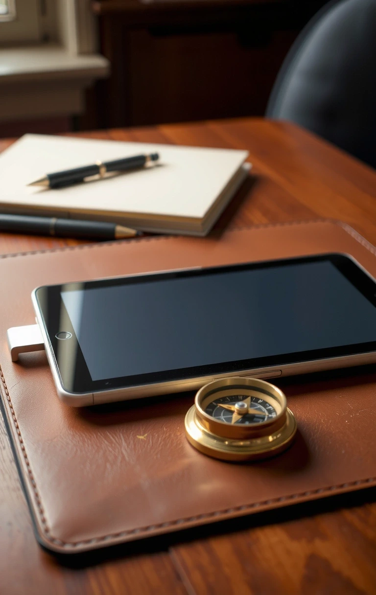 Detail meja kerja profesional yang menekankan presisi